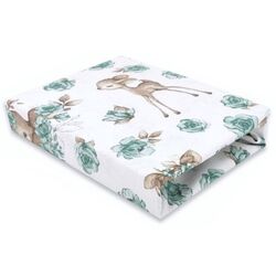 Cearsaf cu elastic MimiNu Sweet Deer 70x140 (Mint)