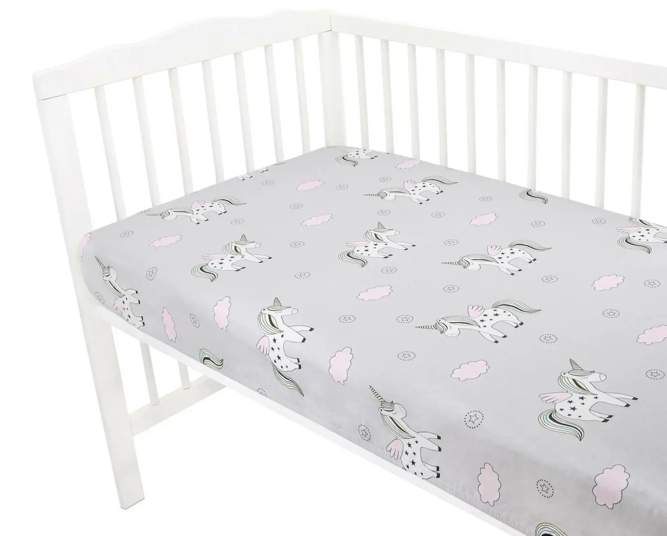 Cearsaf cu elastic MimiNu Unicorn 60x120 (Gray) - 2