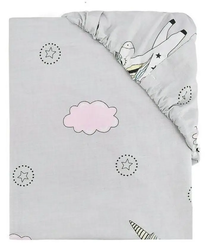 Cearsaf cu elastic MimiNu Unicorn 70x140 (Gray)