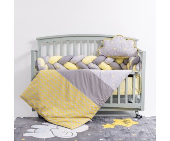 Lenjerie de pat pentru copii MyKids 5940000816605 6un 120x60 (Gray/Yellow)