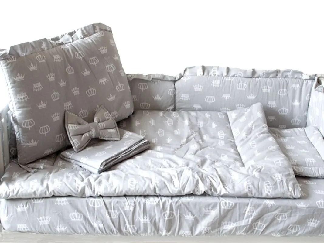 Детское постельное белье MyKids Crowns 5 ед 120x60 (Grey)