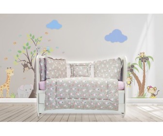 Lenjerie de pat pentru copii MyKids Dancing Bunny 5un 120x60 (Grey)