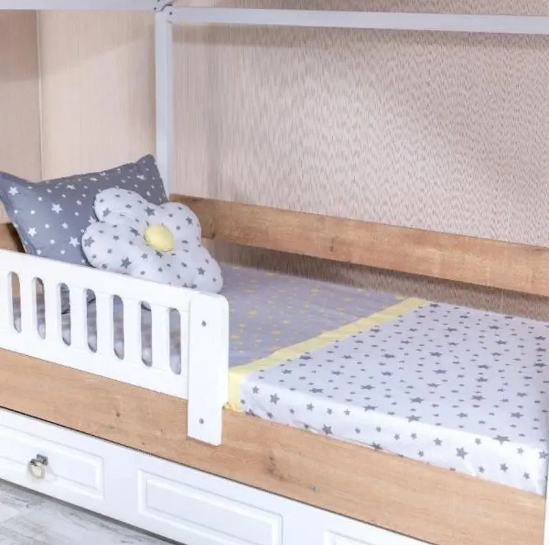 Lenjerie de pat pentru copii MyKids Montessori PS114 9un 95x195 (White/Grey)