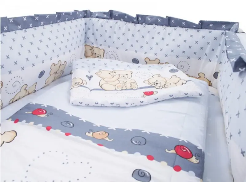 Lenjerie de pat pentru copii MyKids Teddy Friends 5 un 120x60 (Grey) - 2