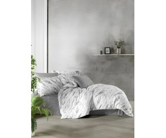 Lenjerie de pat New Home Deluxe Satin Marble Euro 2P (White/Grey)