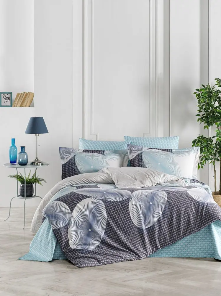 Постельное белье New Home Deluxe Satin Randy Euro 2P (Blue)