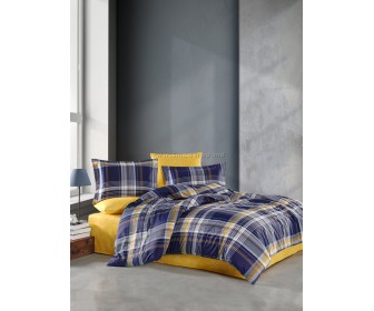 Lenjerie de pat New Home Deluxe Satin Virginia Euro 2P (Blue/Yellow)