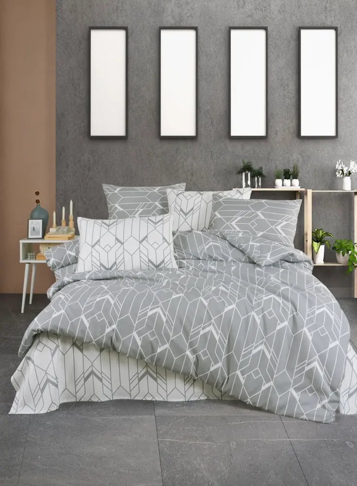 Lenjerie de pat New Home Ranforce Agatha 2P (Grey/White)