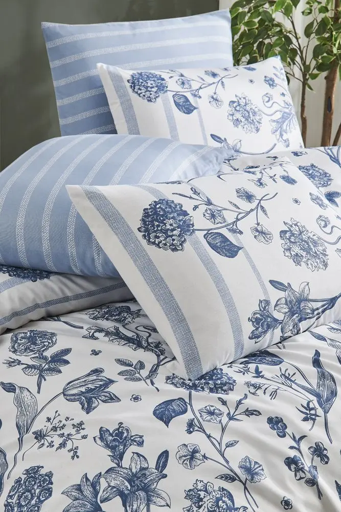 Постельное белье New Home Ranforce Alessa 2P (Blue/White)