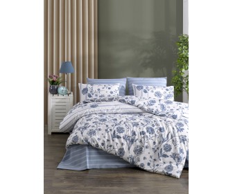 Lenjerie de pat New Home Ranforce Alessa 2P (Blue/White)