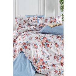 Lenjerie de pat New Home Ranforce Emma 2P (White/Blue) Thumb