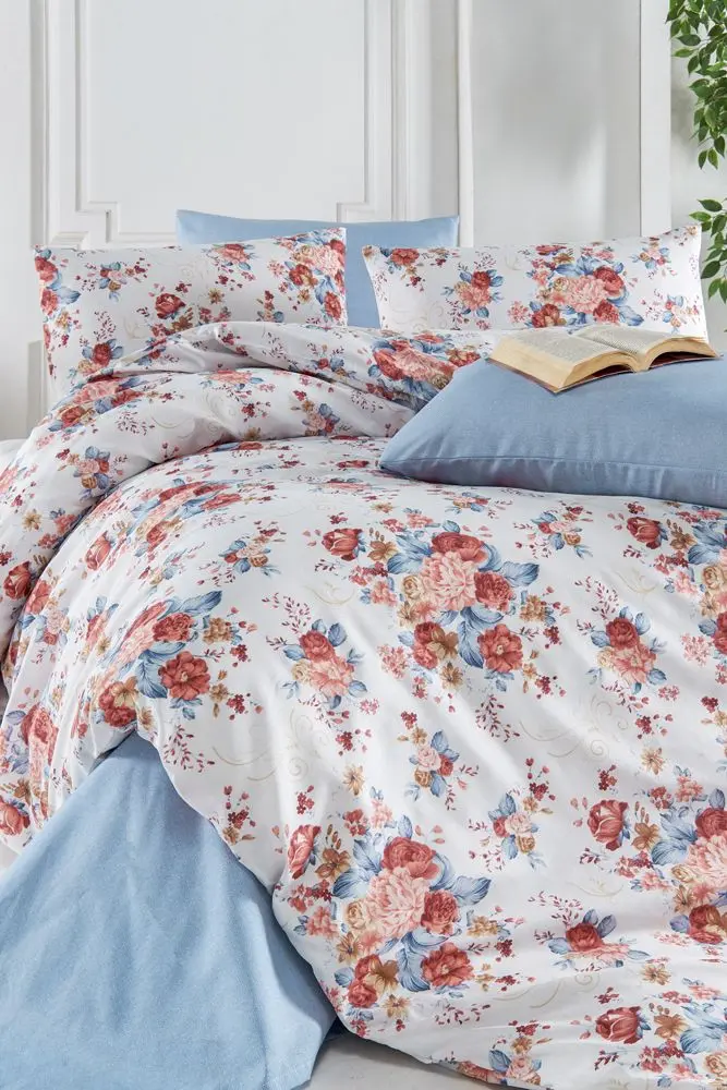 Lenjerie de pat New Home Ranforce Emma 2P (White/Blue)