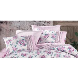 Постельное белье New Home Ranforce Liza 2P (White/Pink) Thumb