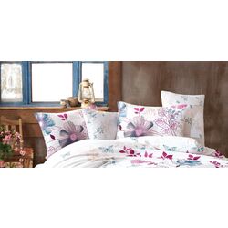 Постельное белье New Home Ranforce Mira 2P (White/Pink) Thumb