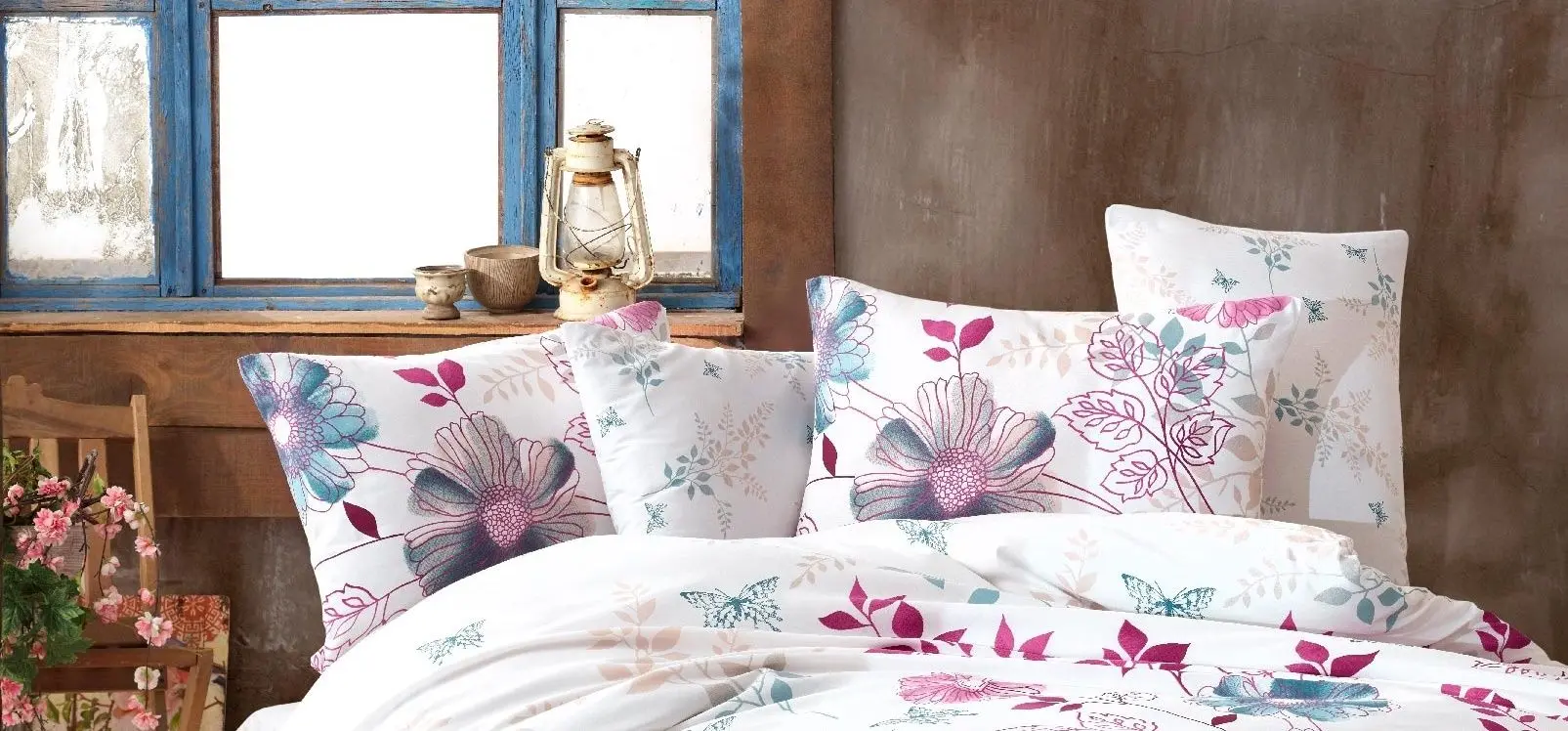 Постельное белье New Home Ranforce Mira 2P (White/Pink)