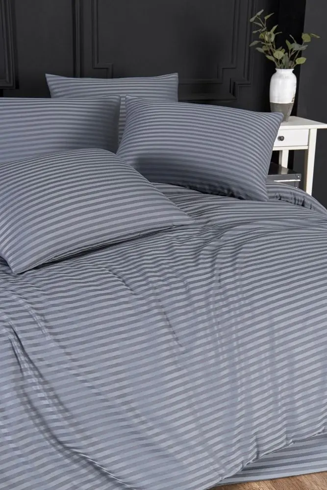Lenjerie de pat New Home Stripe Satin 2P (Anthracite)