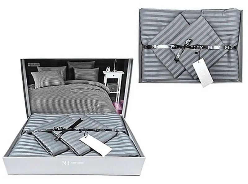 Lenjerie de pat New Home Stripe Satin 2P (Anthracite)