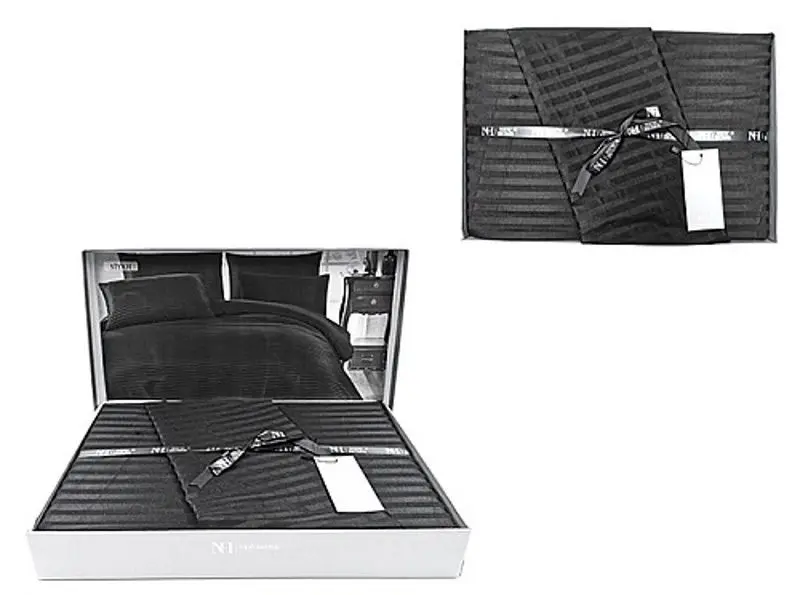 Lenjerie de pat New Home Stripe Satin 2P (Black)