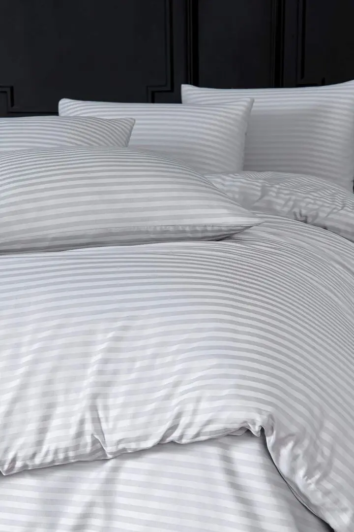 Постельное белье New Home Stripe Satin Euro 2P (Grey)