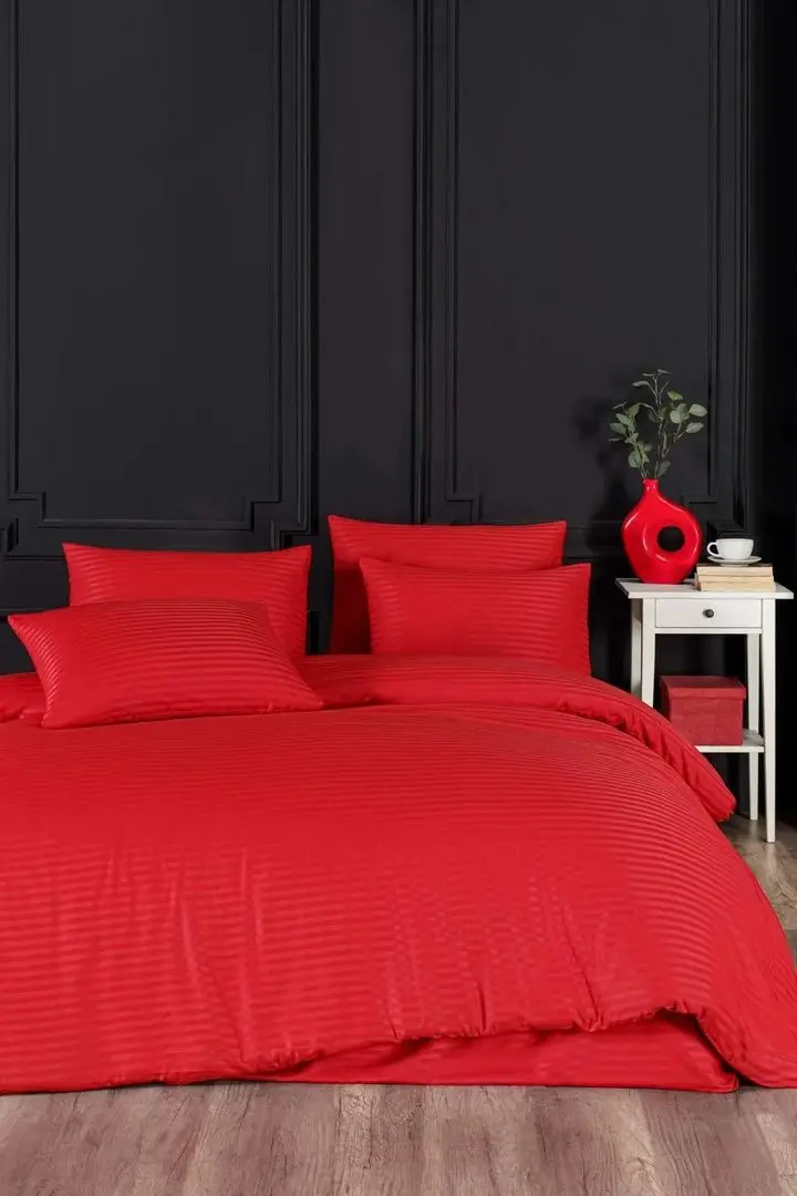 Lenjerie de pat New Home Stripe Satin Euro 2P (Red)