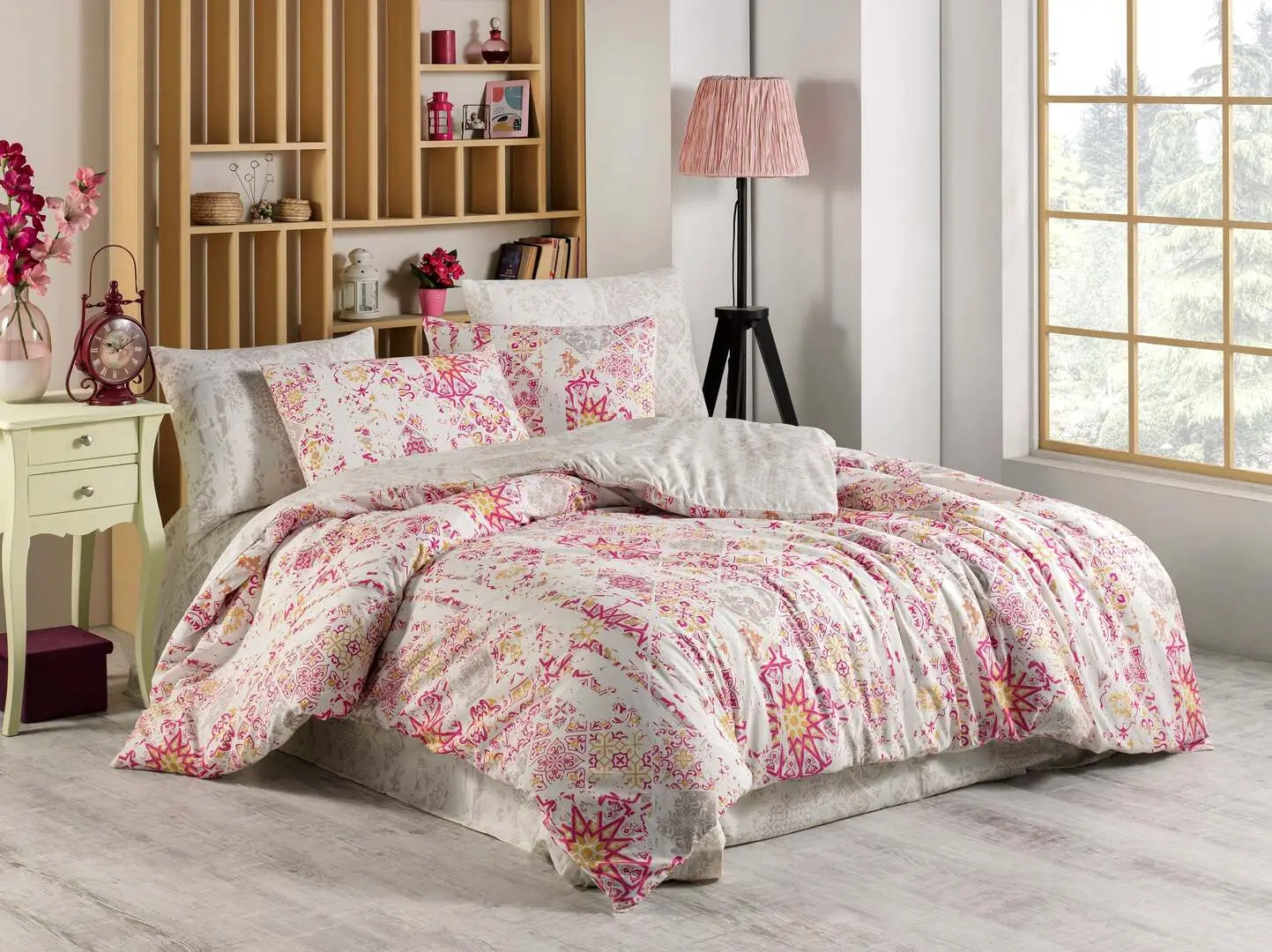 Постельное белье с одеялом и подушками New Home Comforter Alessi 2P (White/Pink)