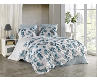 Lenjerie de pat cu plapuma si perne New Home Comforter Hena 2P (White/Blue)