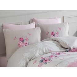 Постельное белье New Home Ranforce Fulya 2P (Grey/Pink) Thumb