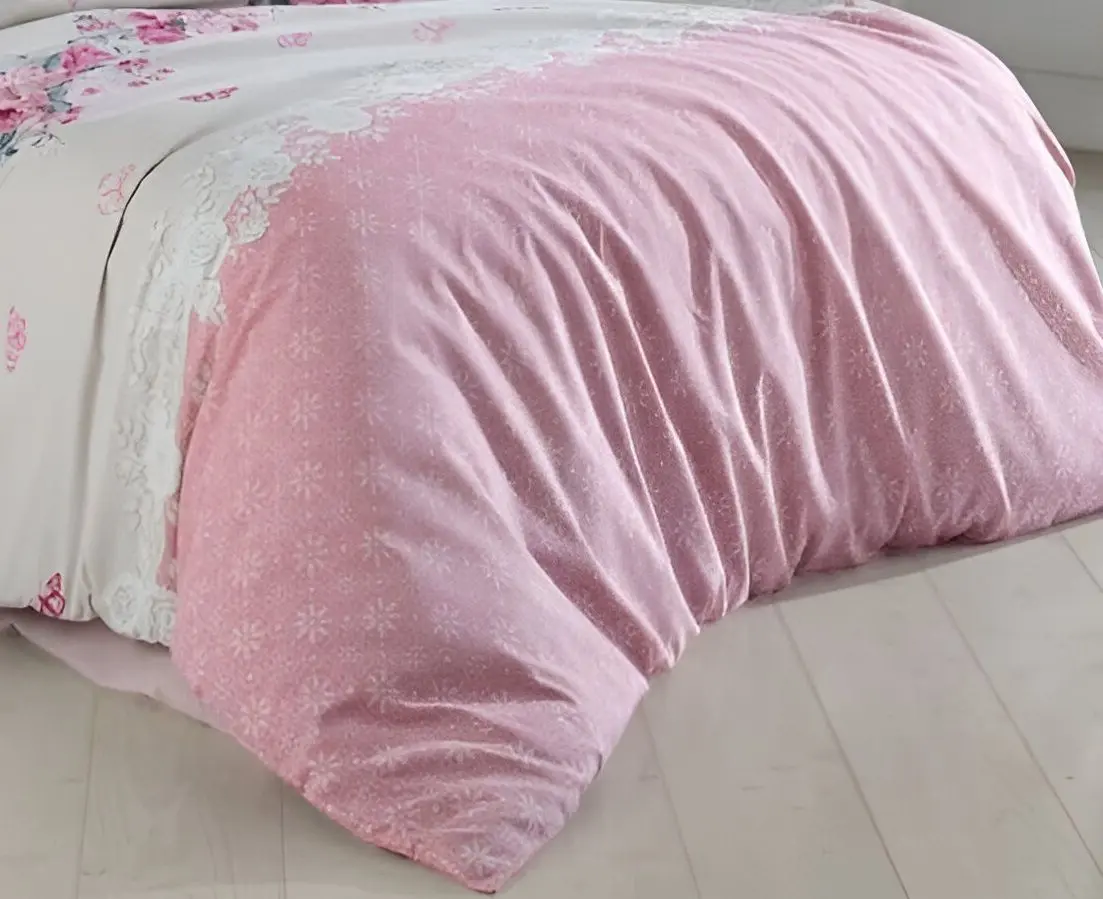 Постельное белье New Home Ranforce Fulya 2P (Grey/Pink)