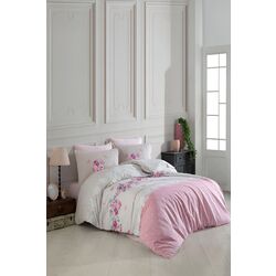 Постельное белье New Home Ranforce Fulya 2P (Grey/Pink) Thumb