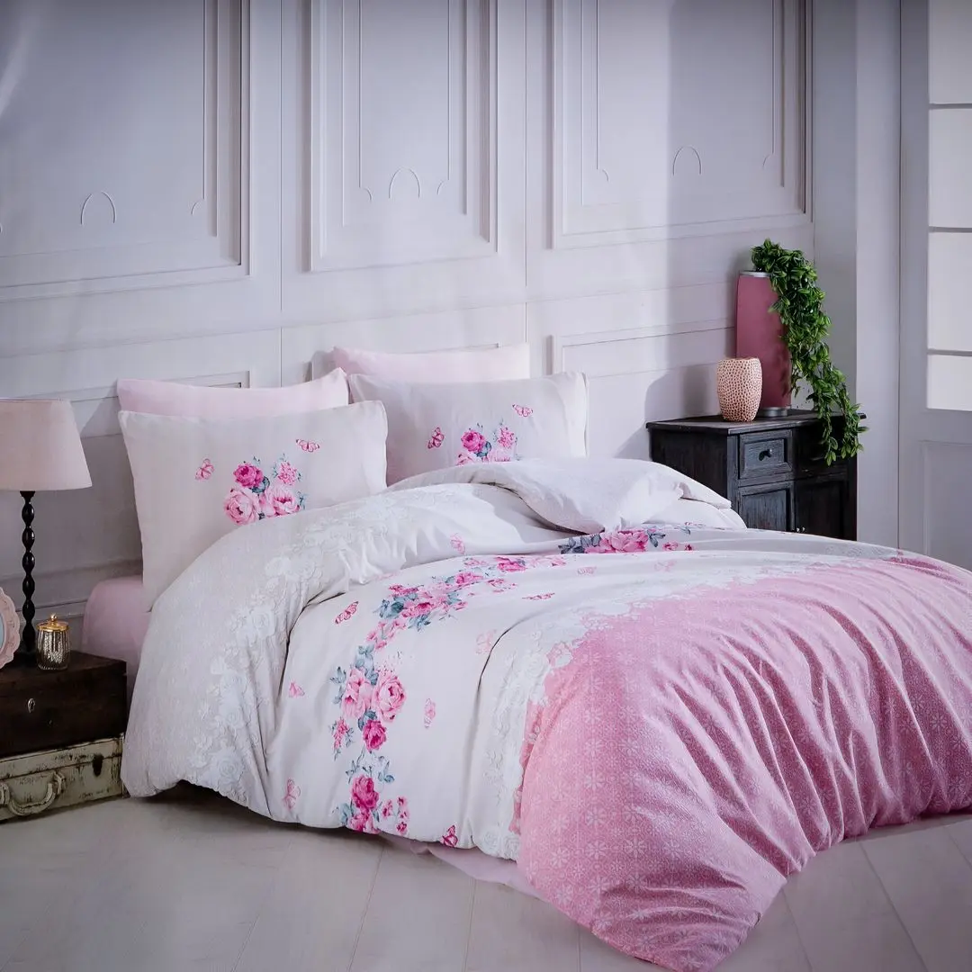 Постельное белье New Home Ranforce Fulya 2P (Grey/Pink)