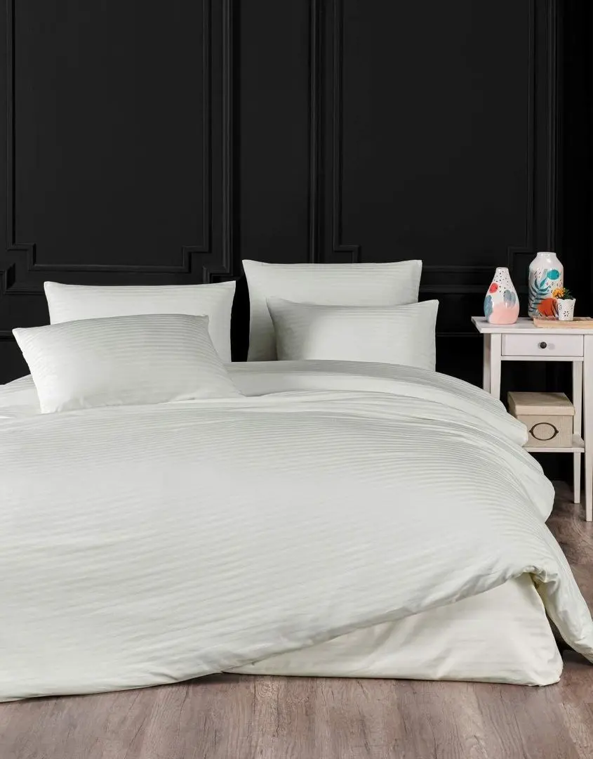 Lenjerie de pat New Home Stripe Satin Euro 2P (Beige)