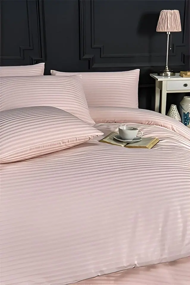 Постельное белье New Home Stripe Satin Euro 2P (Pink)