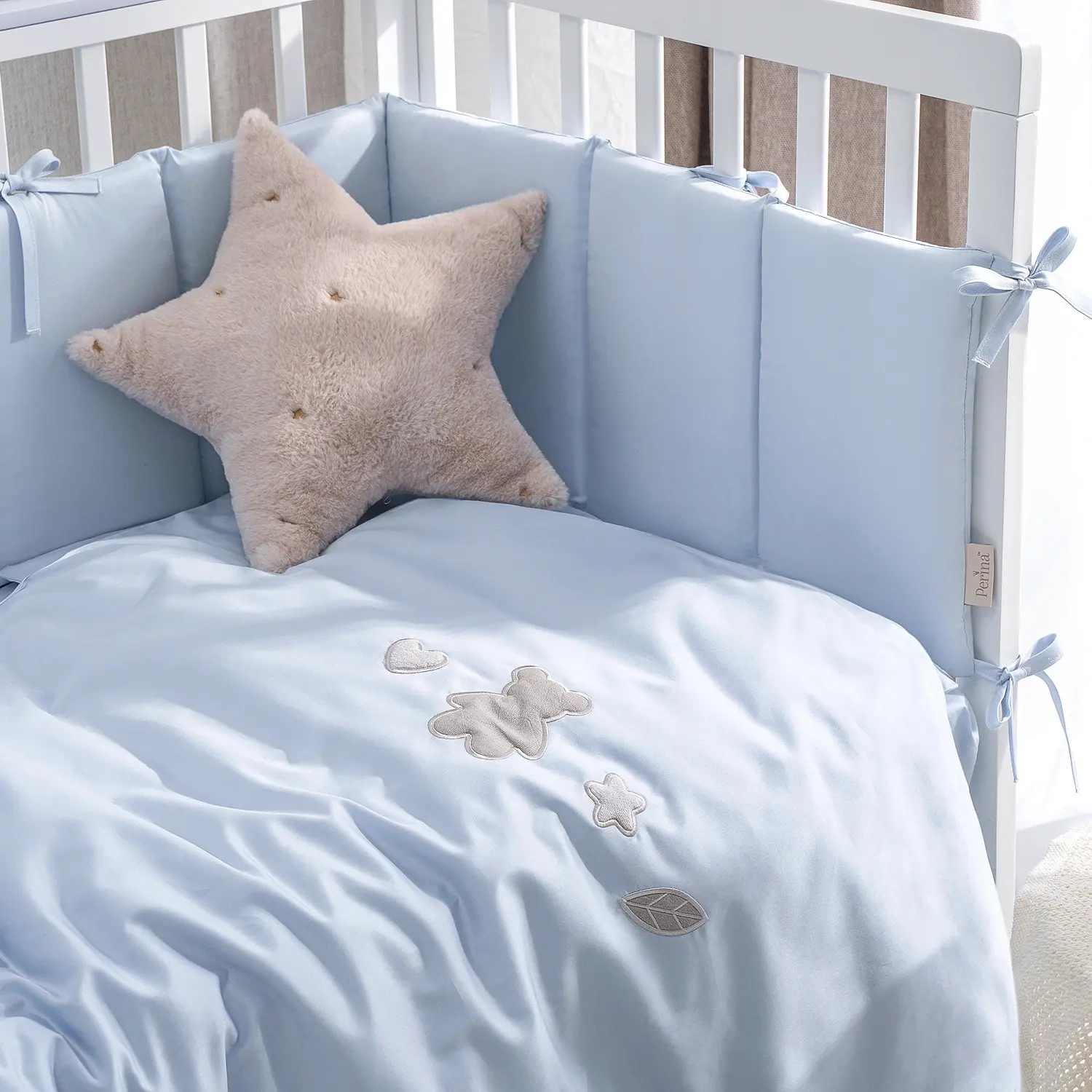 Детское постельное белье Perina Sateen Teddy 60x120 (Blue) - 2