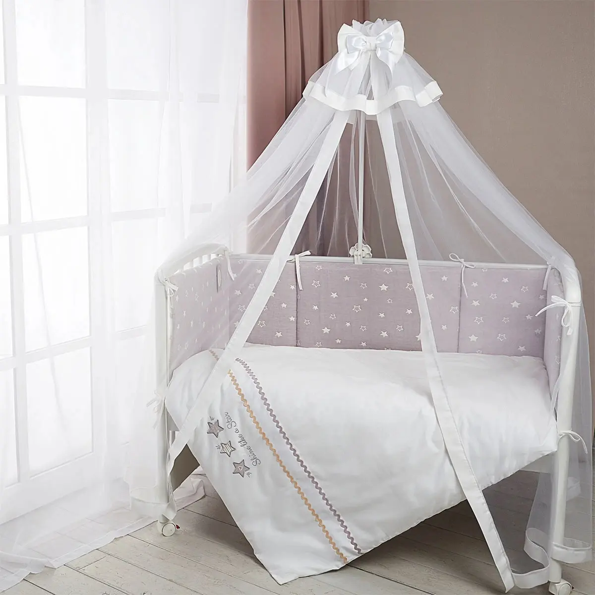 Детское постельное белье Perina Toys Stars 60x120 (Grey/White) - 3