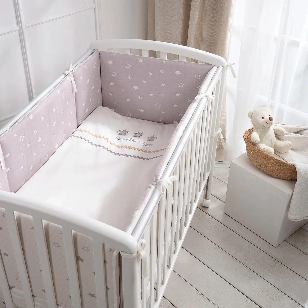 Детское постельное белье Perina Toys Stars 60x120 (Grey/White) - 4