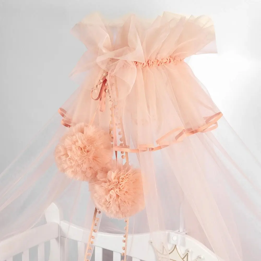 Балдахин для кроватки PernaMea Premium Pompom 170x400 (Blush) - 2