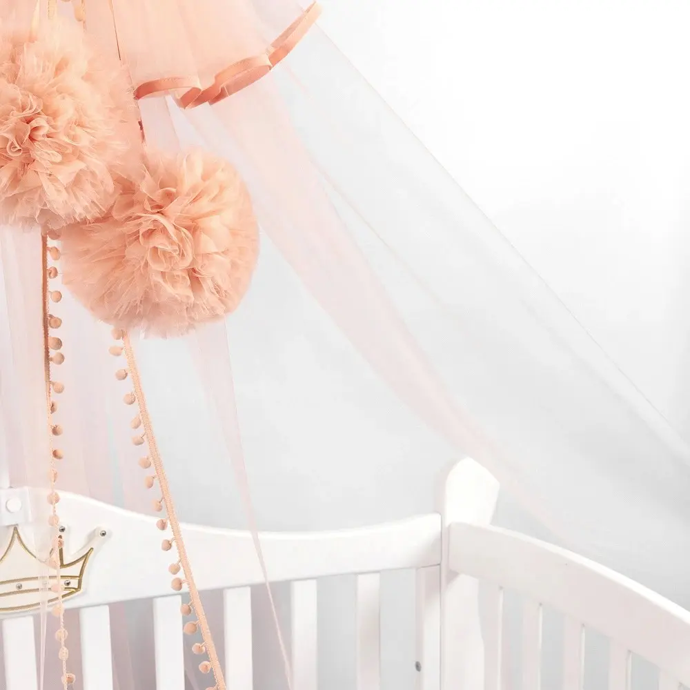 Балдахин для кроватки PernaMea Premium Pompom 170x400 (Blush) - 4