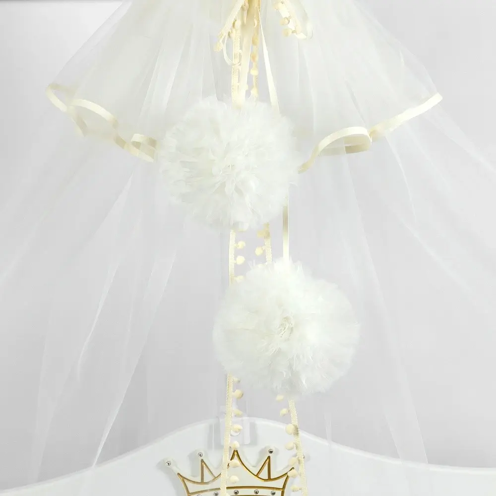 Балдахин для кроватки PernaMea Premium Pompom 170x400 (Ivory) - 2