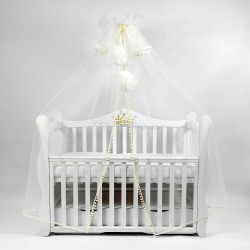 Балдахин для кроватки PernaMea Premium Pompom 170x400 (Ivory)