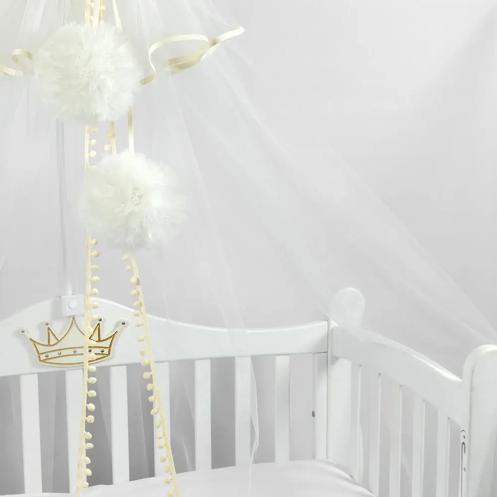 Балдахин для кроватки PernaMea Premium Pompom 170x400 (Ivory) - 5