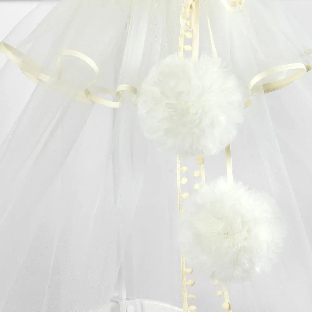 Балдахин для кроватки PernaMea Premium Pompom 170x400 (Ivory) - 6