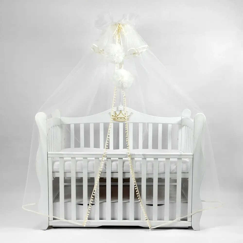 Балдахин для кроватки PernaMea Premium Pompom 170x400 (Ivory)