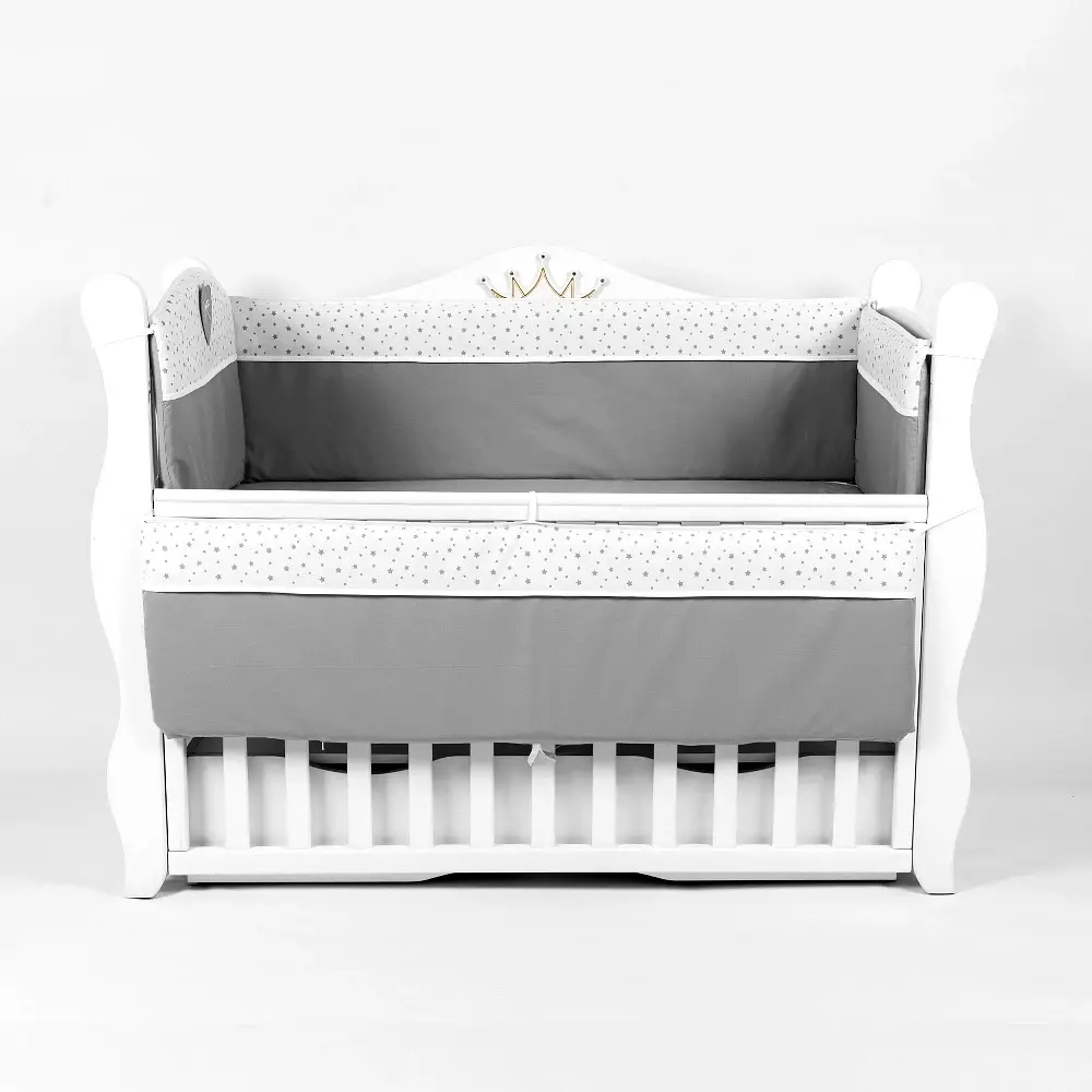 Bara de protectie pentru patut PernaMea Confort Stars 120x60 (Grey)
