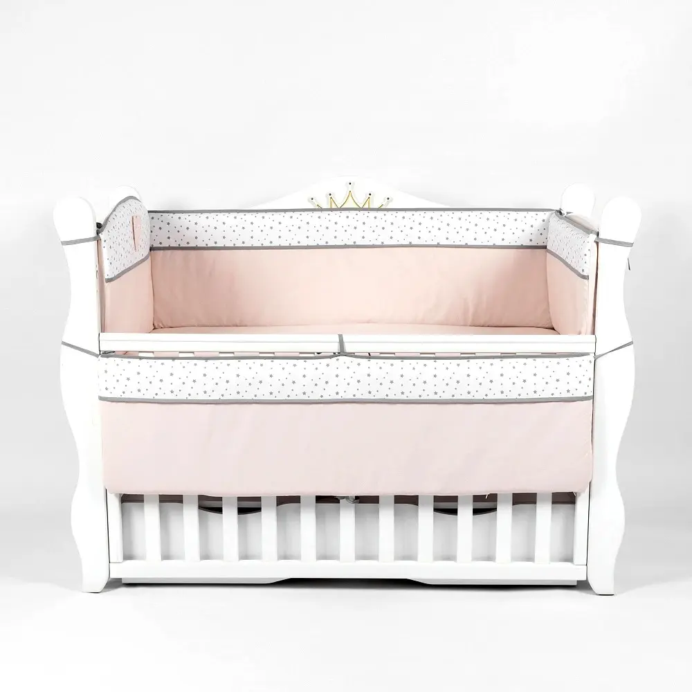 Bara de protectie pentru patut PernaMea Confort Stars 120x60 (Pink)
