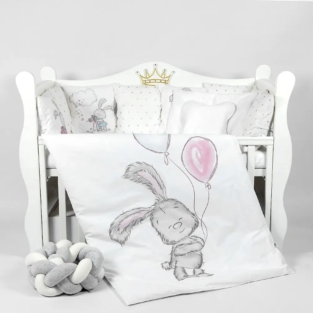 Lenjerie de pat pentru copii PernaMea Bunny 60x120 (Grey) - 2
