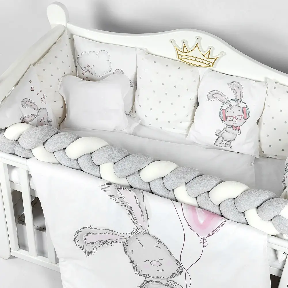 Lenjerie de pat pentru copii PernaMea Bunny 60x120 (Grey) - 4