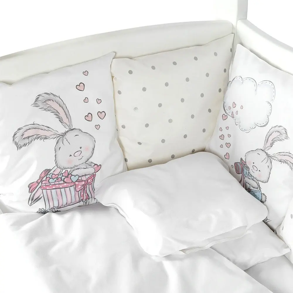 Lenjerie de pat pentru copii PernaMea Bunny 60x120 (Grey) - 6