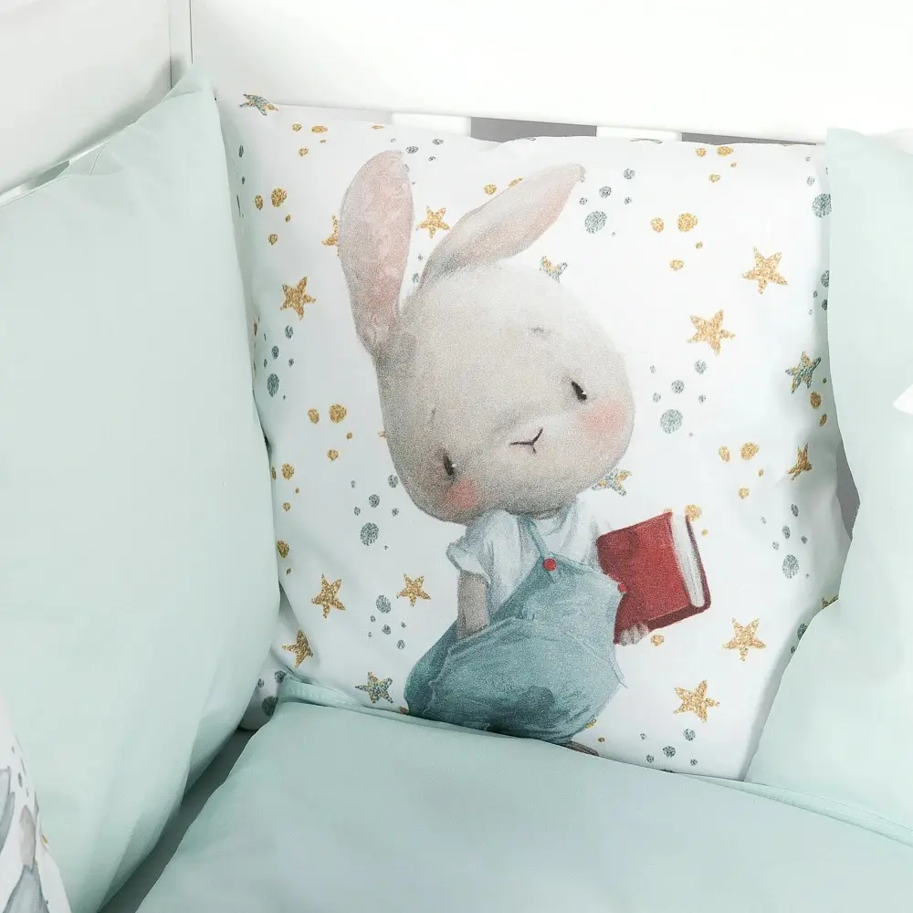 Lenjerie de pat pentru copii PernaMea Bunny 60x120 (Turqoise) - 5