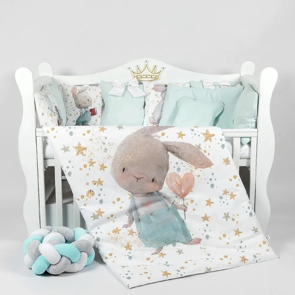 Lenjerie de pat pentru copii PernaMea Bunny 60x120 (Turqoise)