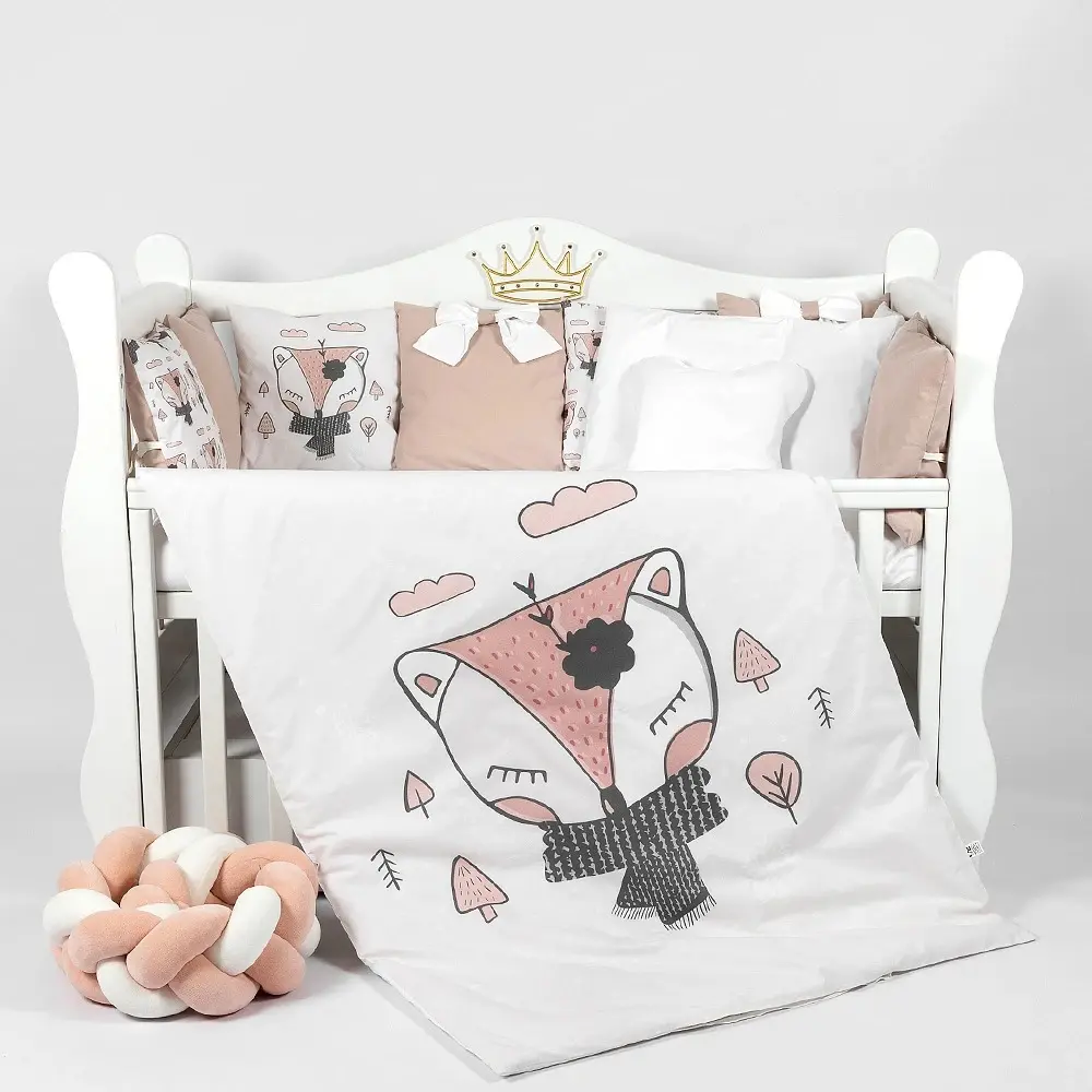 Lenjerie de pat pentru copii PernaMea Foxy 60x120 (White/Beige)
